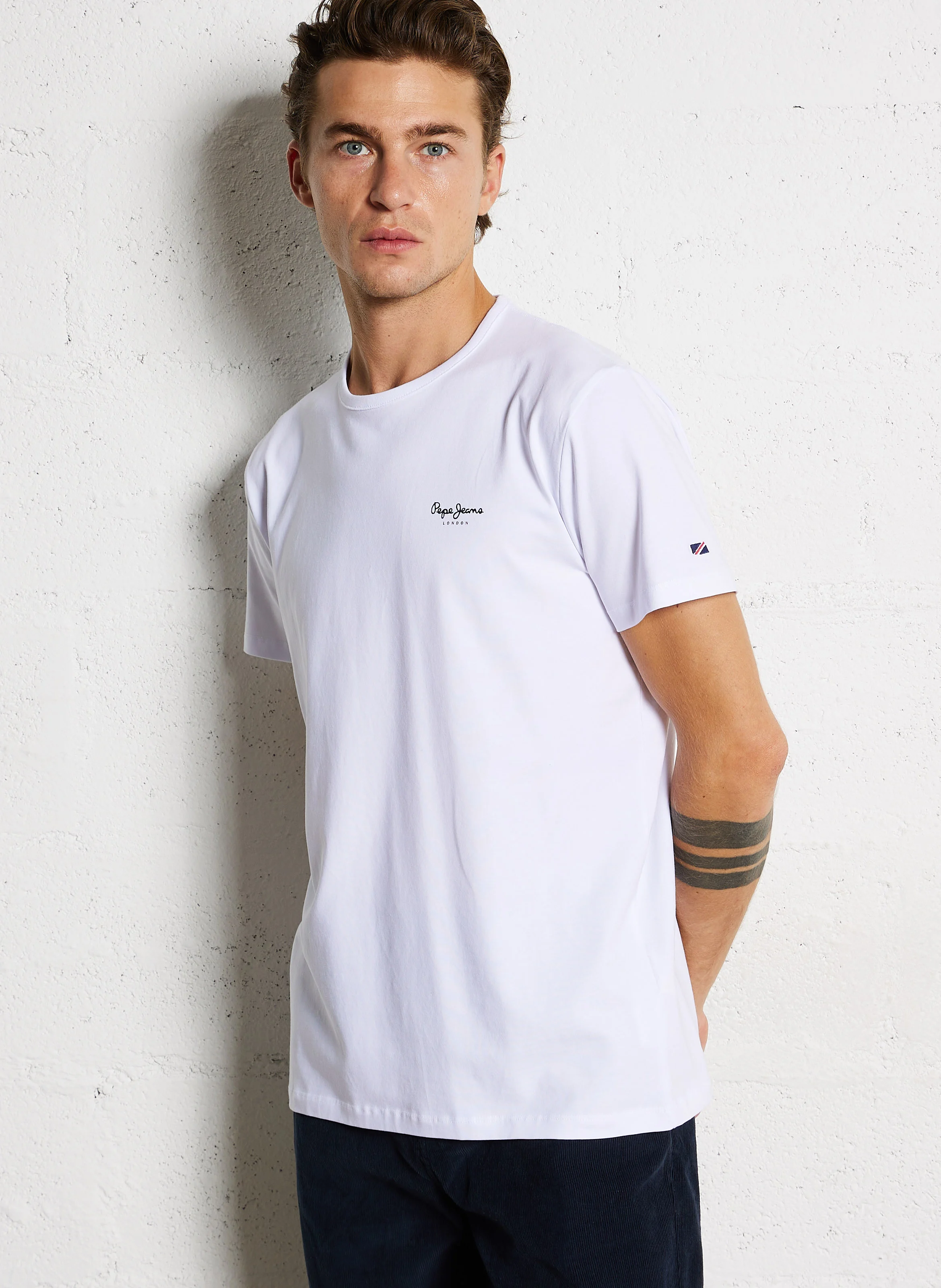 Tee-shirt droit en coton mélangé | Blanc