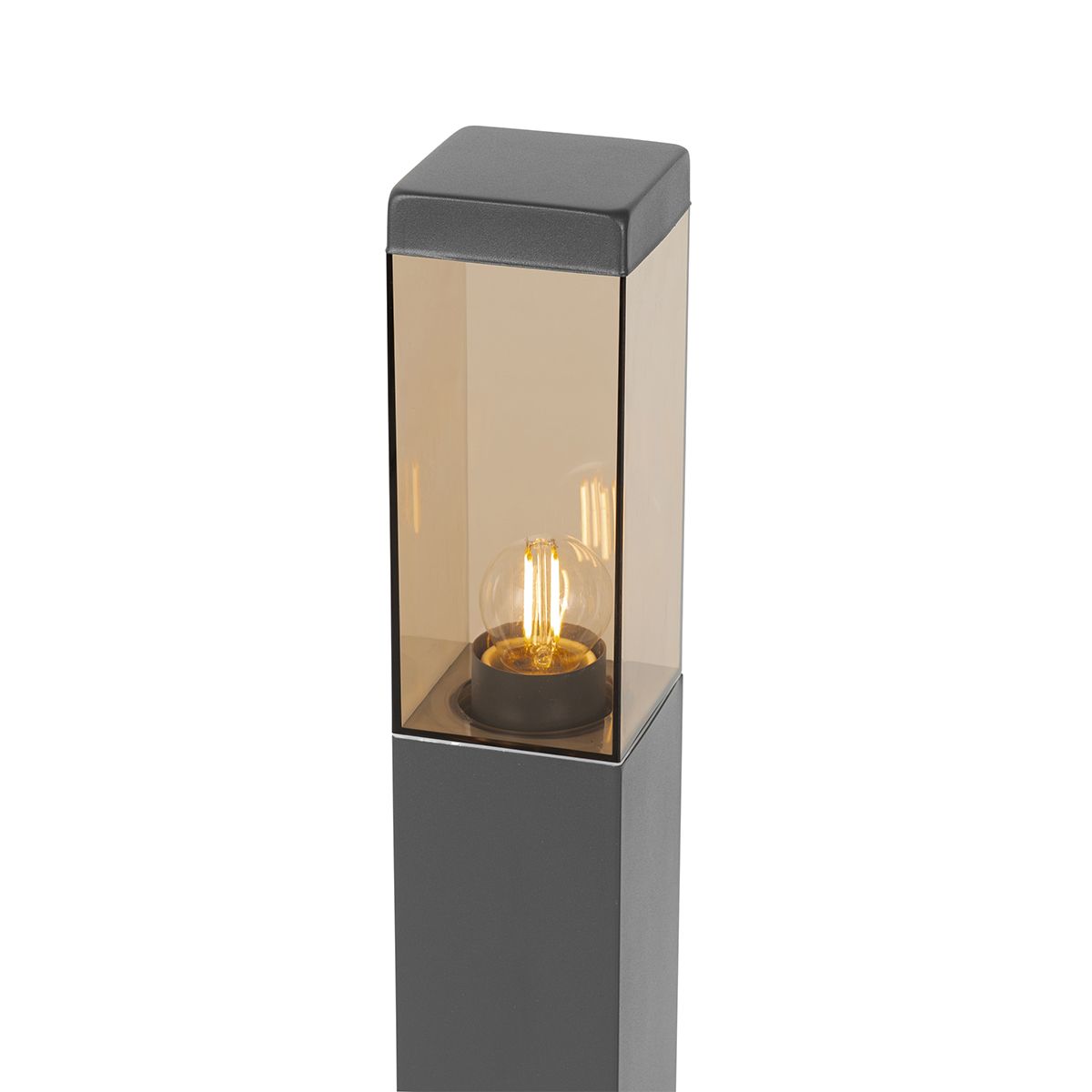 Moderne buitenlamp paal donkergrijs met smoke 80 cm - Malios