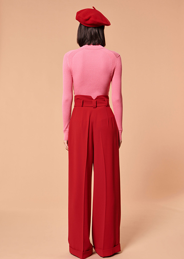 Pantalon Pylarouge framboise en crêpe