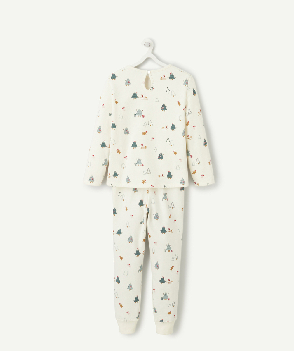 PYJAMA MANCHES LONGUES FILLE EN COTON BIOLOGIQUE IMPRIMÉ THÈME NOËL