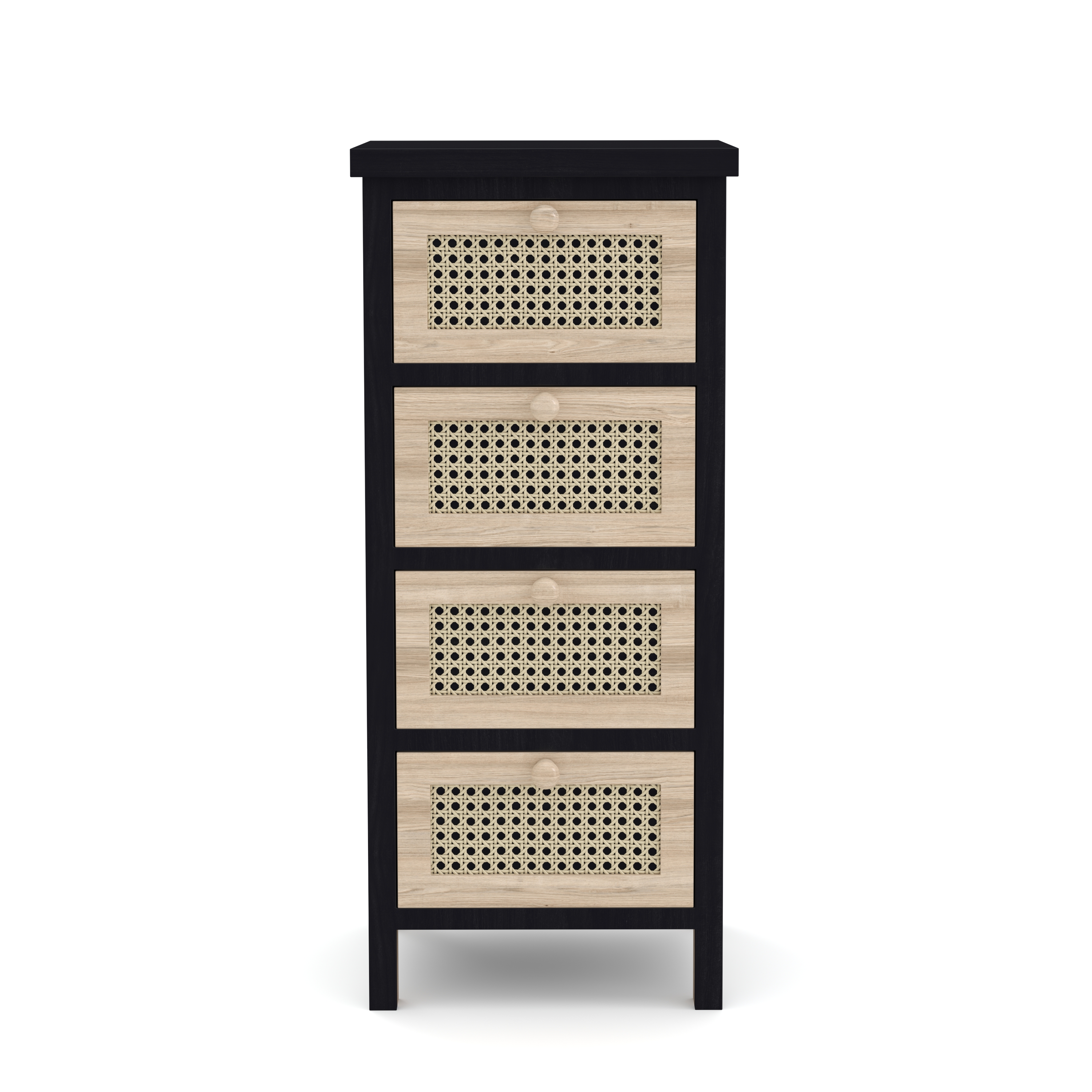 Kommode ALDO 4 Schubladen 34 x 78 cm schwarz/hellbraun