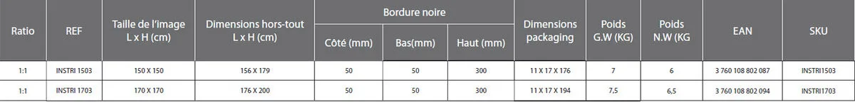 Instaal Instri 150B (1:1) Écrans de projection portables