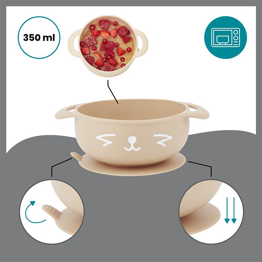 Coffret repas en silicone FIRST'ISY 6-12 mois - Renard - Ecru