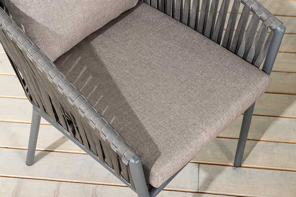 Moderner Stuhl ROPE hell anthrazit Aluminium Gartensessel inkl. Kissen In- und Outdoor