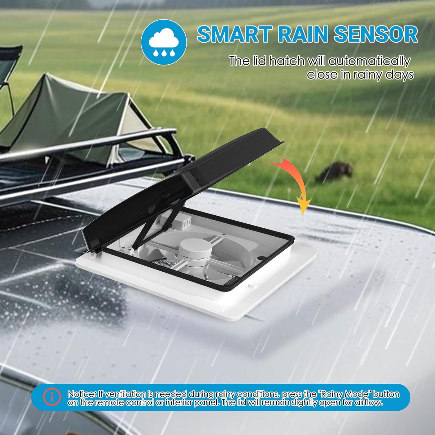 2012 Max Air Belüftung für Wohnmobil Dachventilator Dachlüfter Reversibler Abluftventilator, extrem geräuscharmer Dauerbelüftung RV 12V Remote, mit 14' halbtransparentem UV-beständigem Deckel