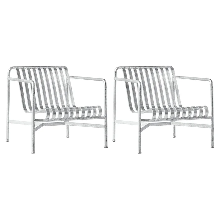 HAY - Palissade Lounge Chair low, hot galvanised (2er-Set)