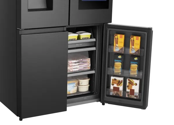 Hisense RQ760N4IFE - Køleskab/fryser - frans dør-bundfryser med vanddispenser, isdispenser - Wi-Fi - bredde: 91.4 cm - dybde: 72.5 cm - højde: 178.5 cm - 577 liter - Klasse E - sort