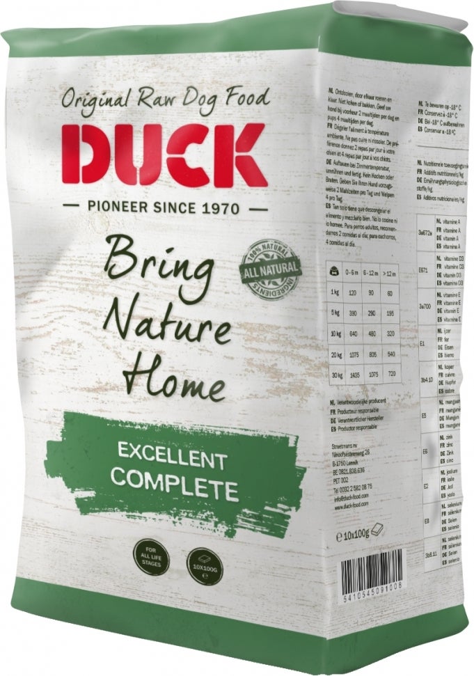 Duck diepvries hondenvoer Complete Excellent 1 kg