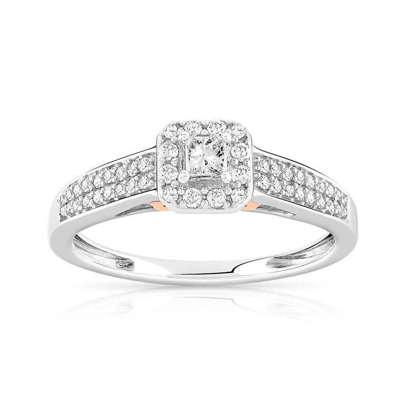 Bague 2 ors 750 carrée diamants