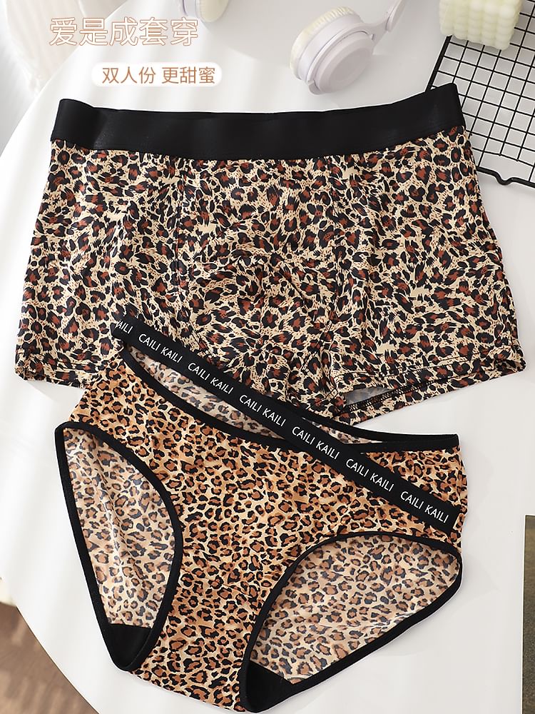 Pancherry - Matching set voor koppels: boxershort met luipaardprint + panty