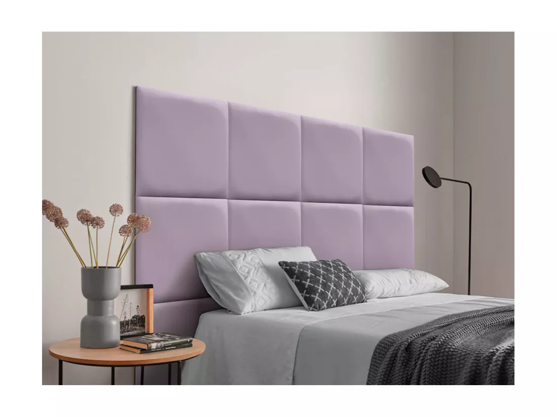 DHOME Tête de lit capitonnée en similicuir de qualité supérieure composée de panneaux autocollants interchangeables (lilas, 220 cm)