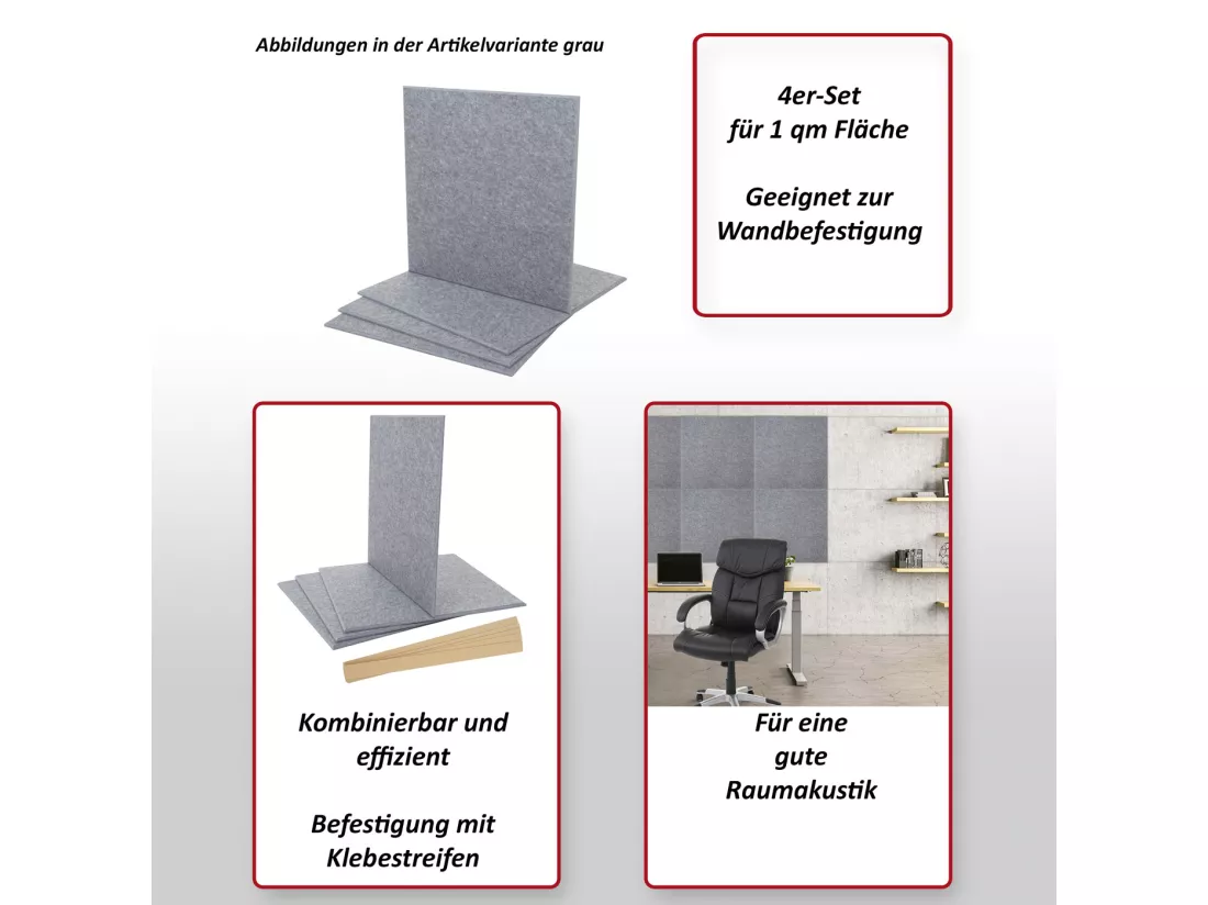 Panneau mural acoustique MCW-L52 (set de 4), bleu
