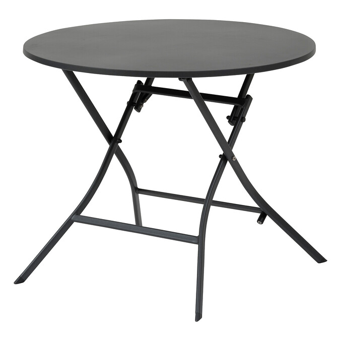 Ensemble table de jardin ronde + 4 chaises empilables GREENSBORO Graphite