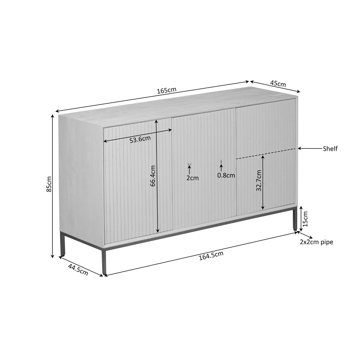 StarFurn - Dressoir Naturel Hout - 165x45x85cm - Madison
