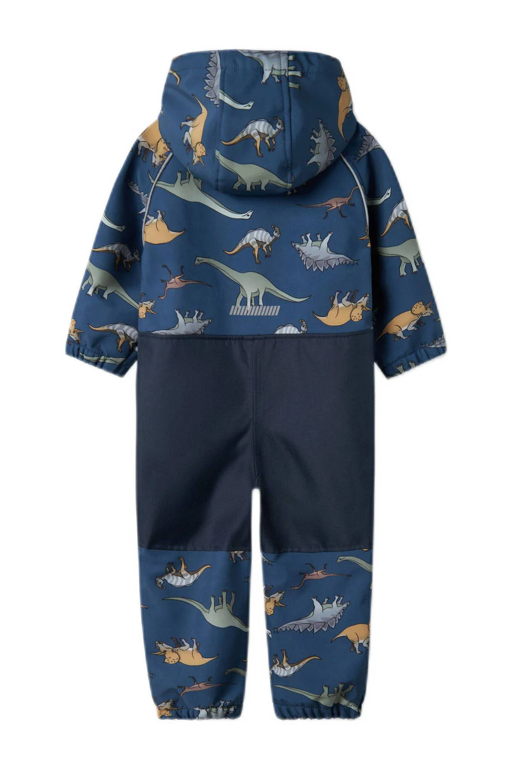 NAME IT softshell buitenspeelpak met all over print denim blauw/bruin/groen