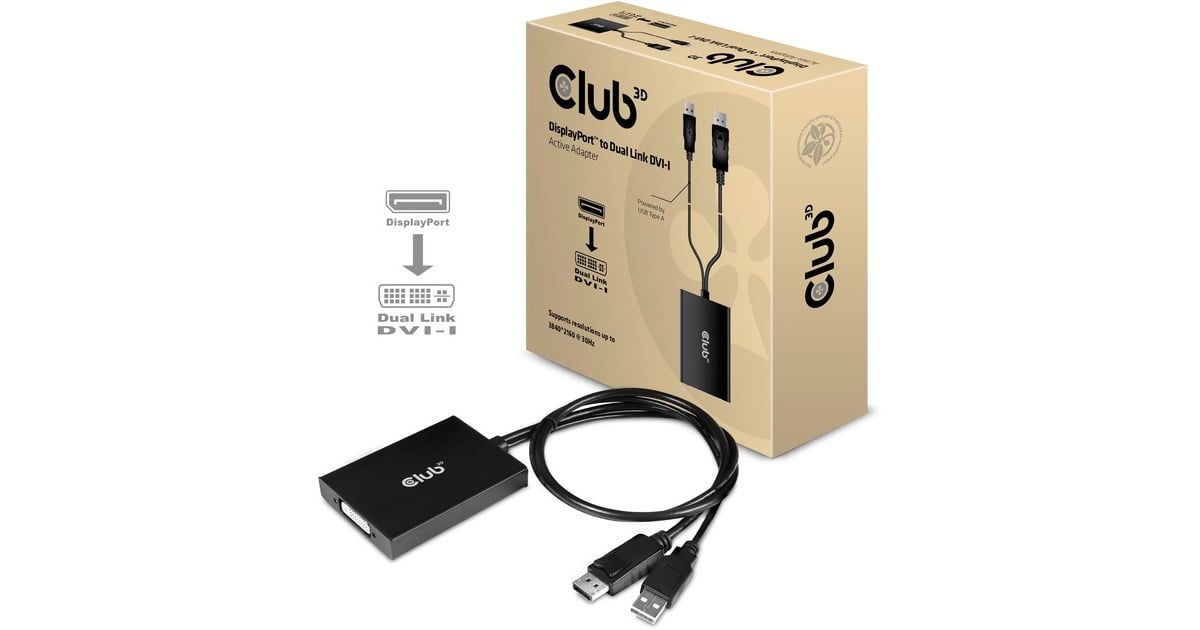 Club 3DDisplayPort to Dual Link DVI-I Active Adapter  (Zwart, DisplayPort to Dual Link DVI-I Active Adapter)