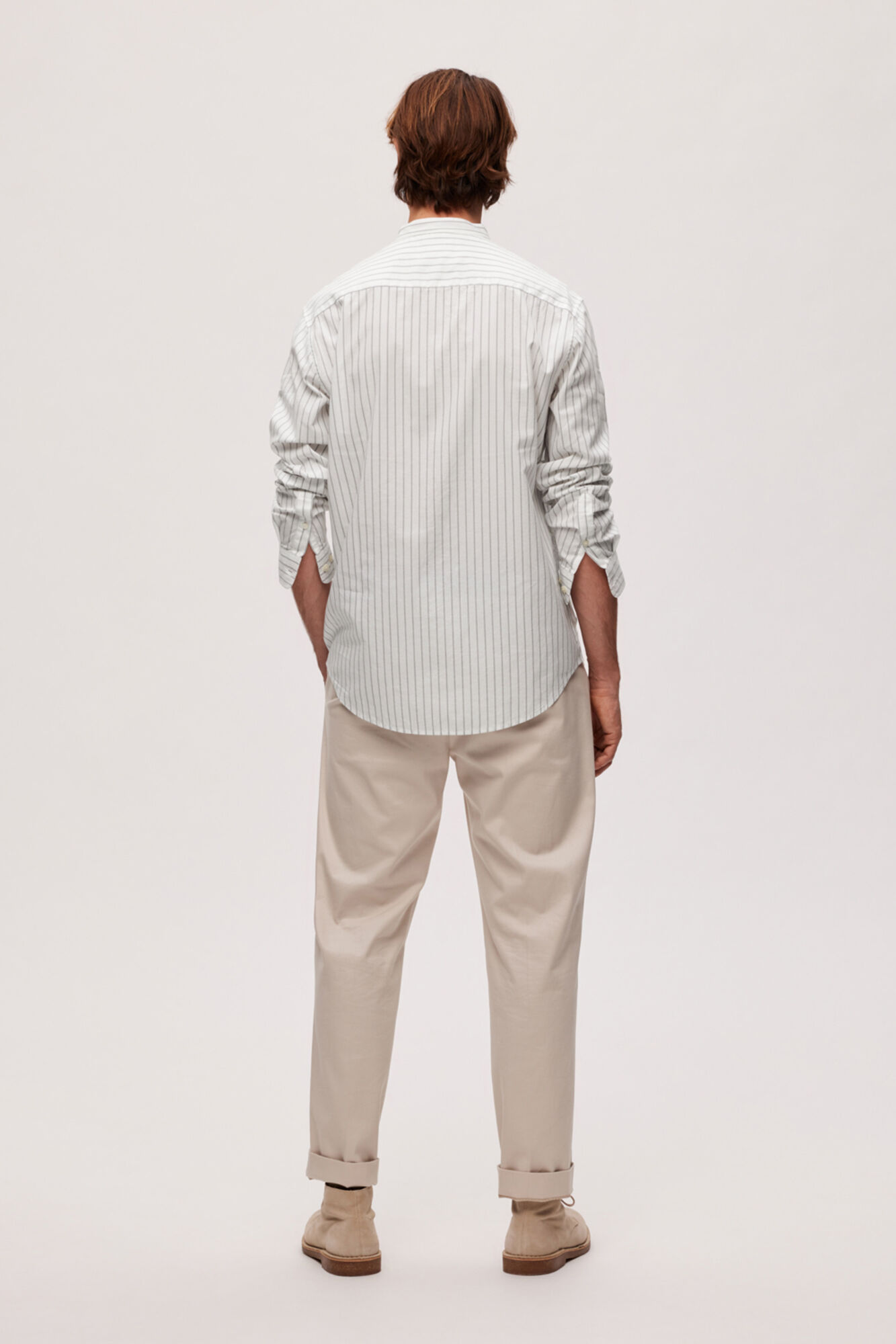 Camisa com gola mandarim, 100% algodão orgânico - Branca