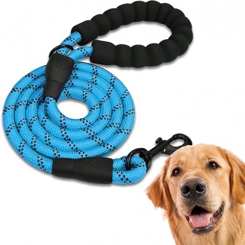 Guia de treinamento Edipets azul com alça acolchoada para cães.