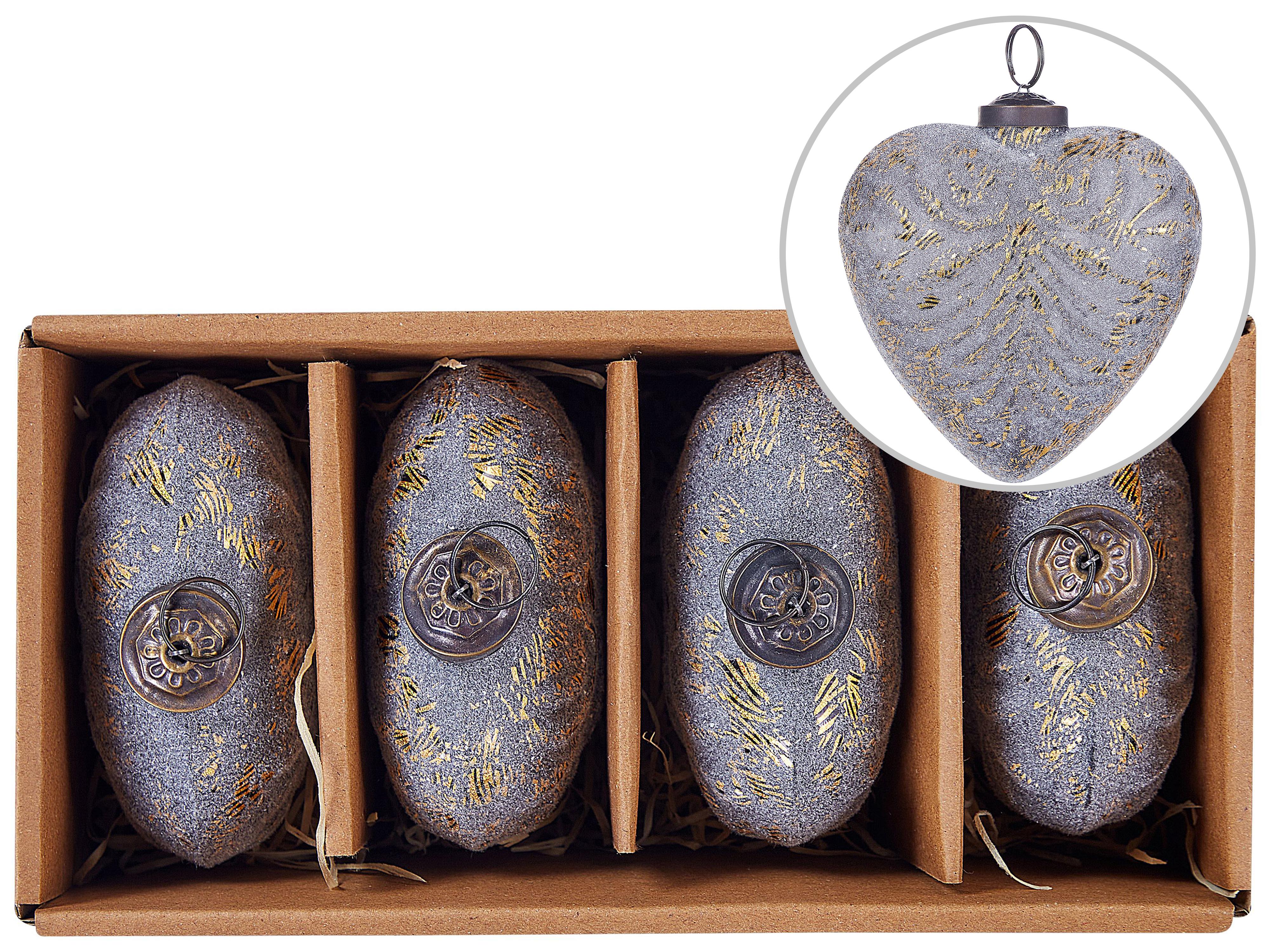 Set van 4 kerstballen FERIABLE Glas Grijs