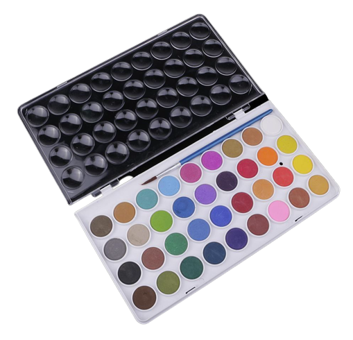 Künstler Aquarell Malkasten Wasserfarben Palette inkl. Pinsel - Bunt