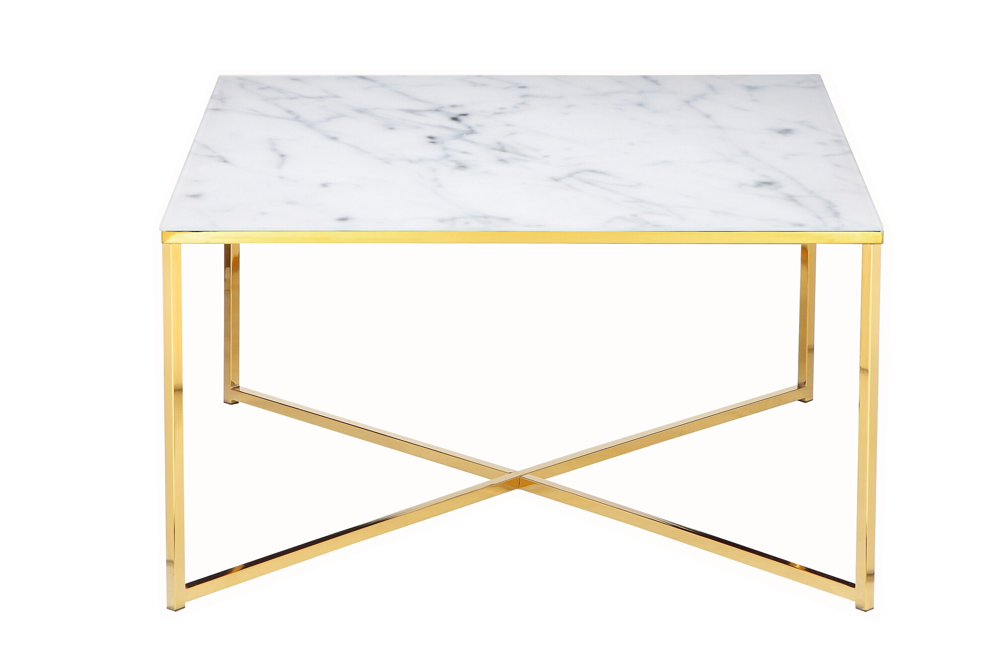 Couchtisch 80x80 Marmor Optik Glastisch Sofatisch Beistelltisch Wohnzimmer Tisch