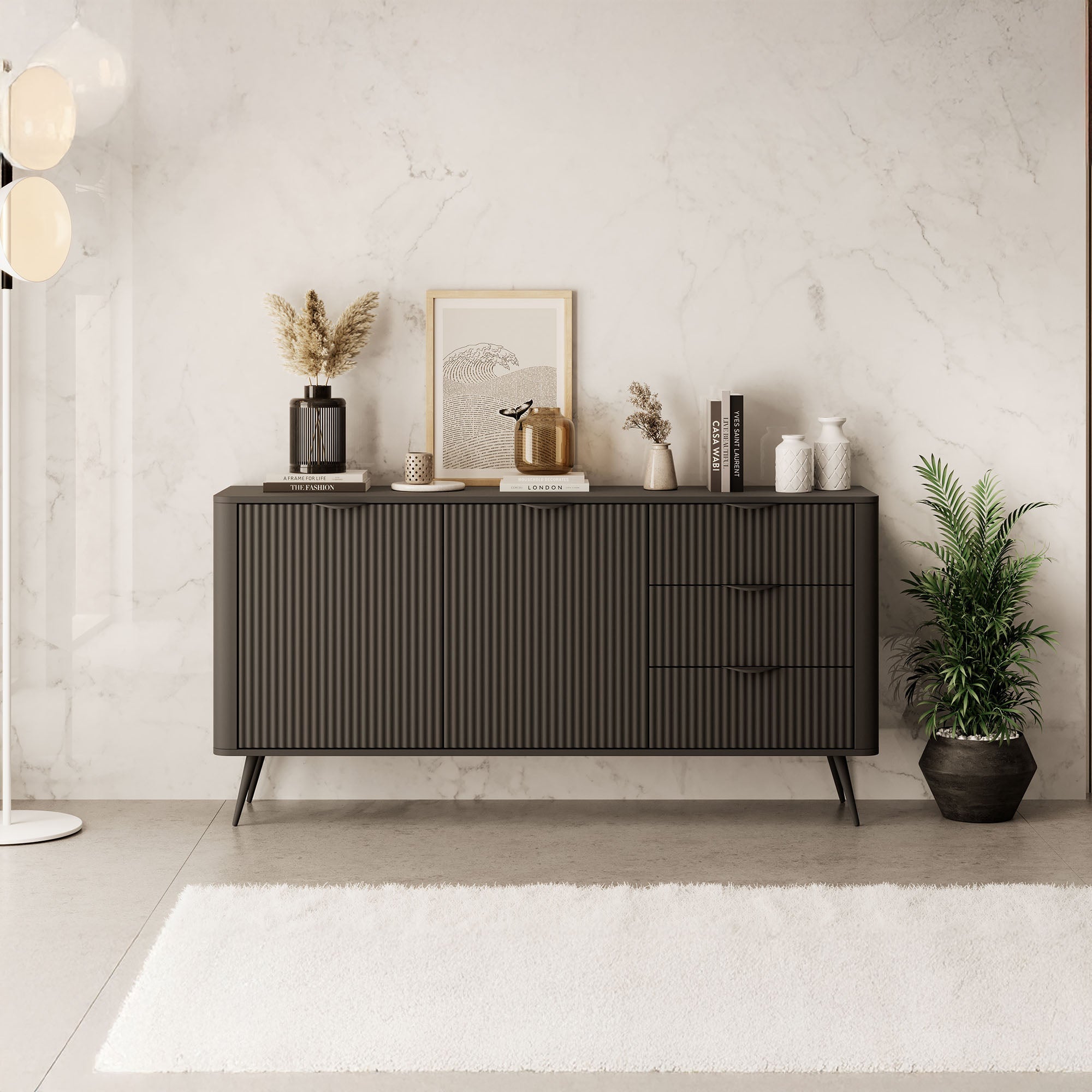 Meubella - Dressoir Lima - Zwart - 163 cm