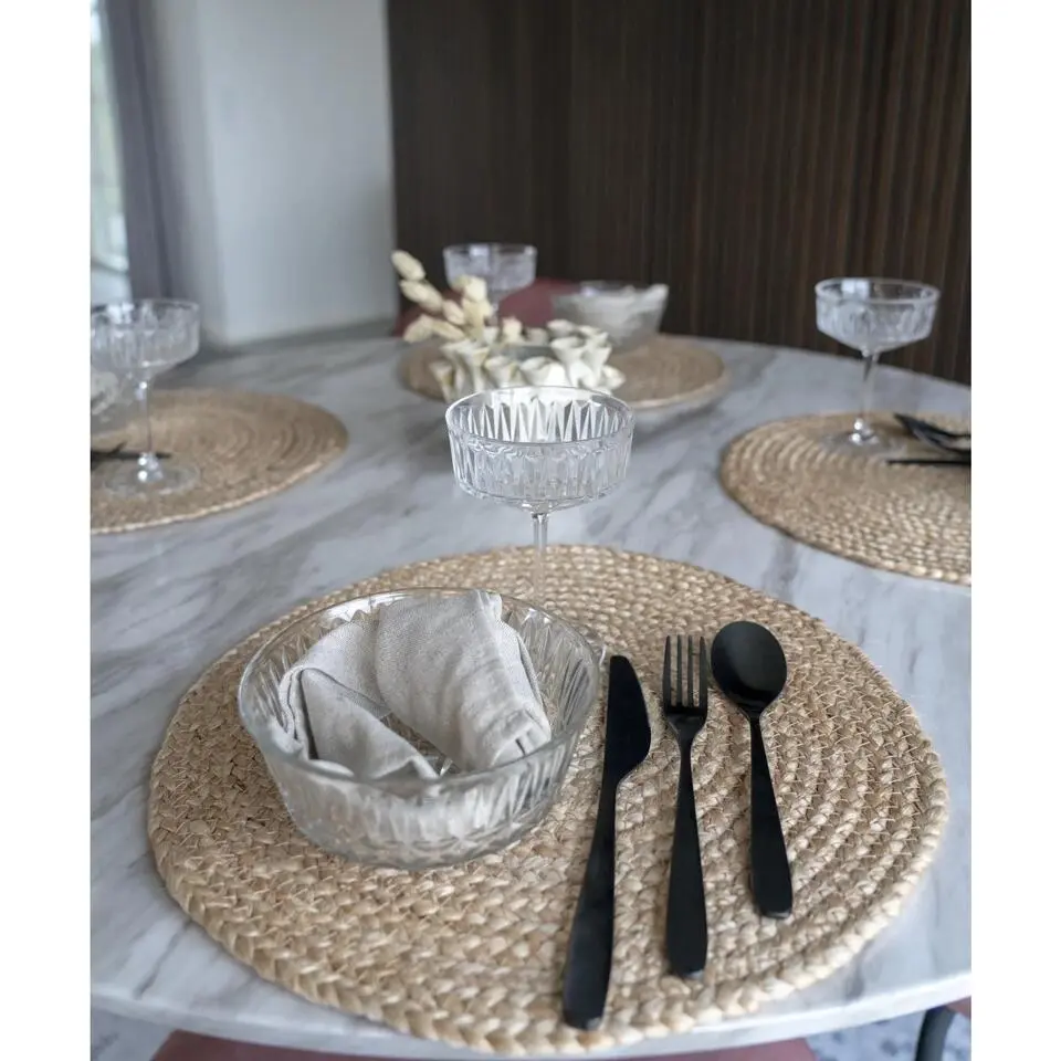 Krumble Ronde placemats – Set van 4 – Jute – Rond - ø38 cm - Naturel