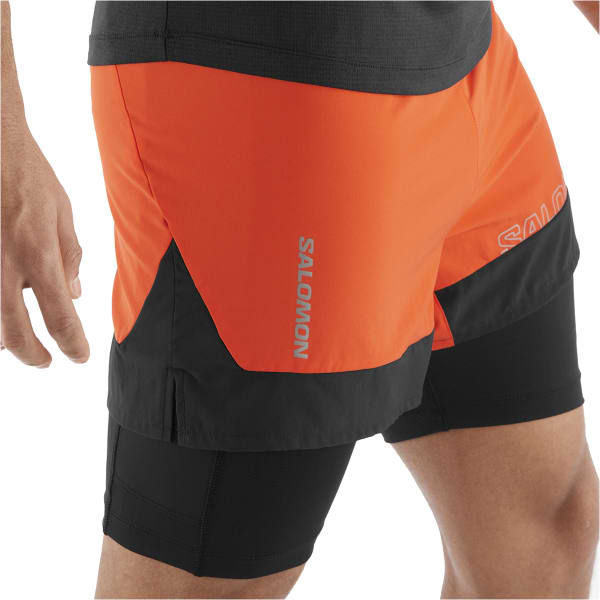 Short trail SALOMON CROSS 2IN1 SHORTS M CHERRY TOMATO/DEEP BLACK