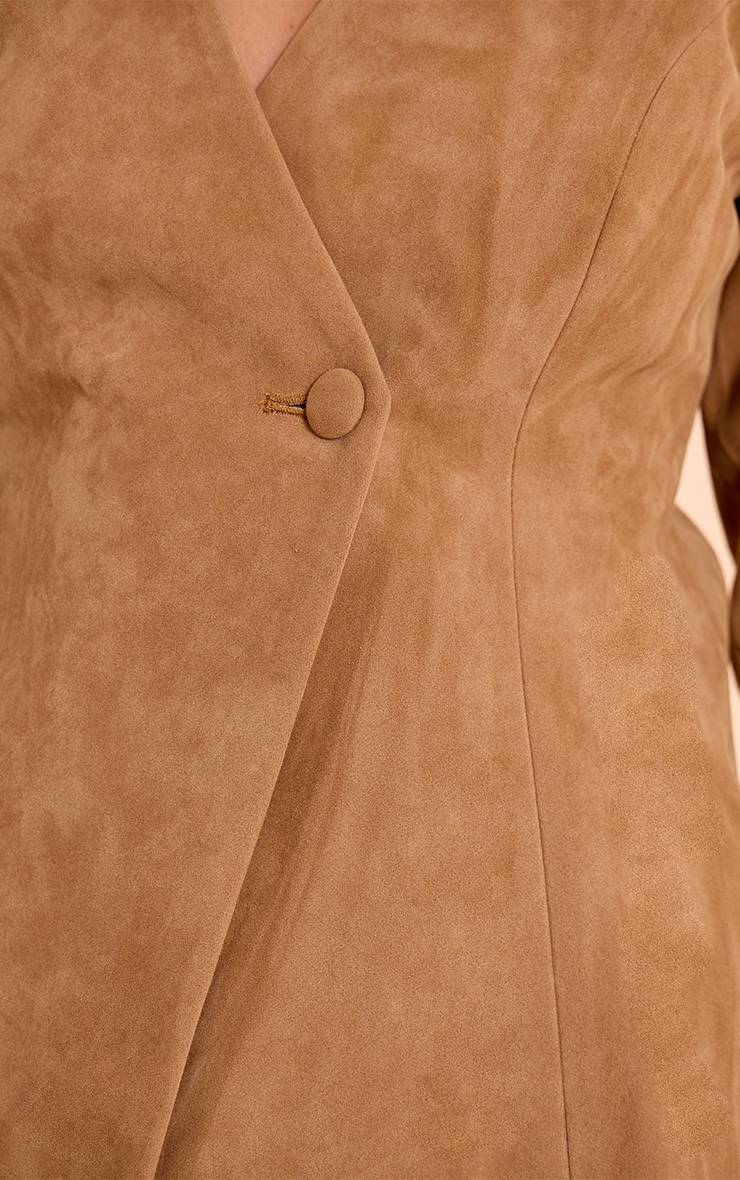 Marron Blazer Cintré En Synthétique Structurée Avec Taille Resserrée
