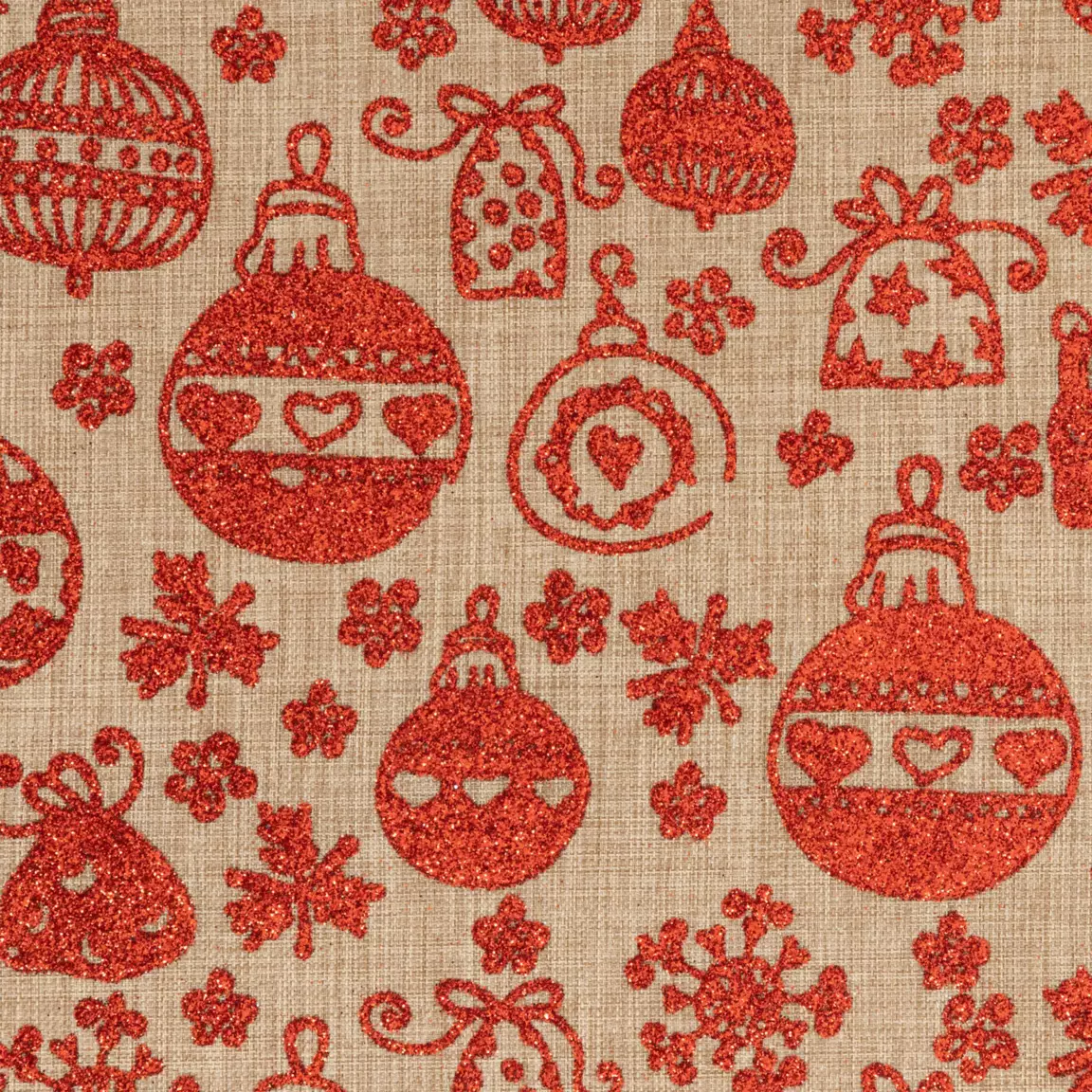 Chemin de table en jute (300 x 28 cm) Boules de Noël Rouge