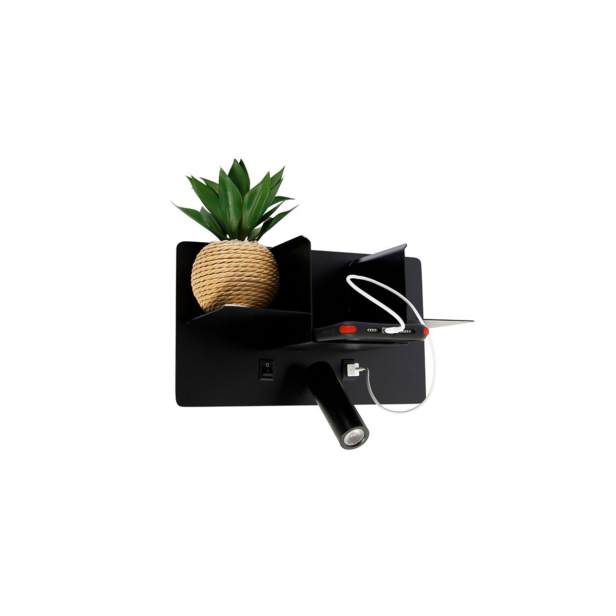 Moderne wandlamp zwart incl. LED met USB - Thijs