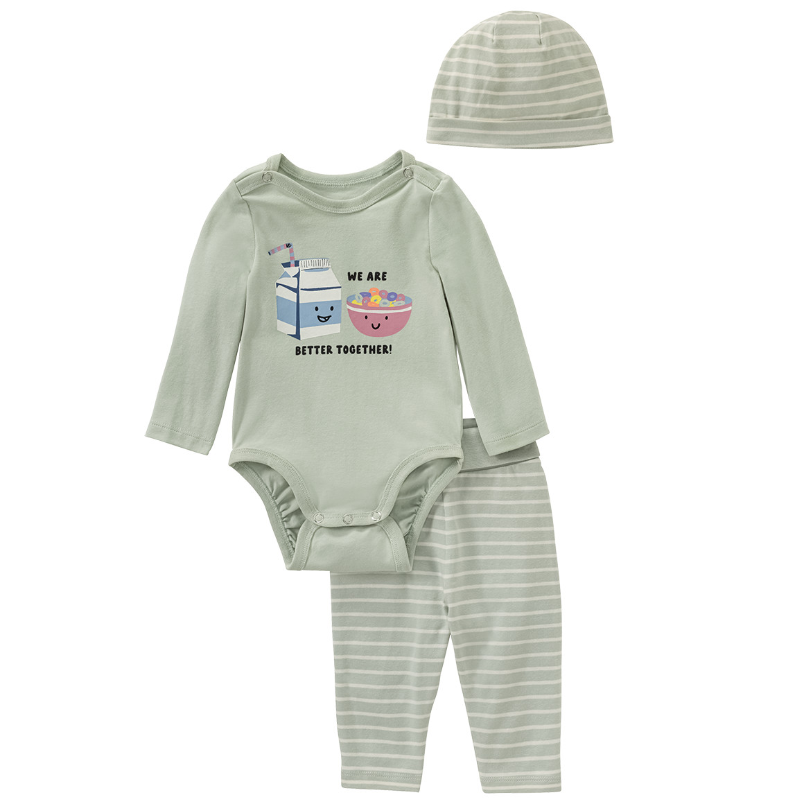 Topomini Newborn Langarmbody, Hose und Mütze im Set mintgrün
