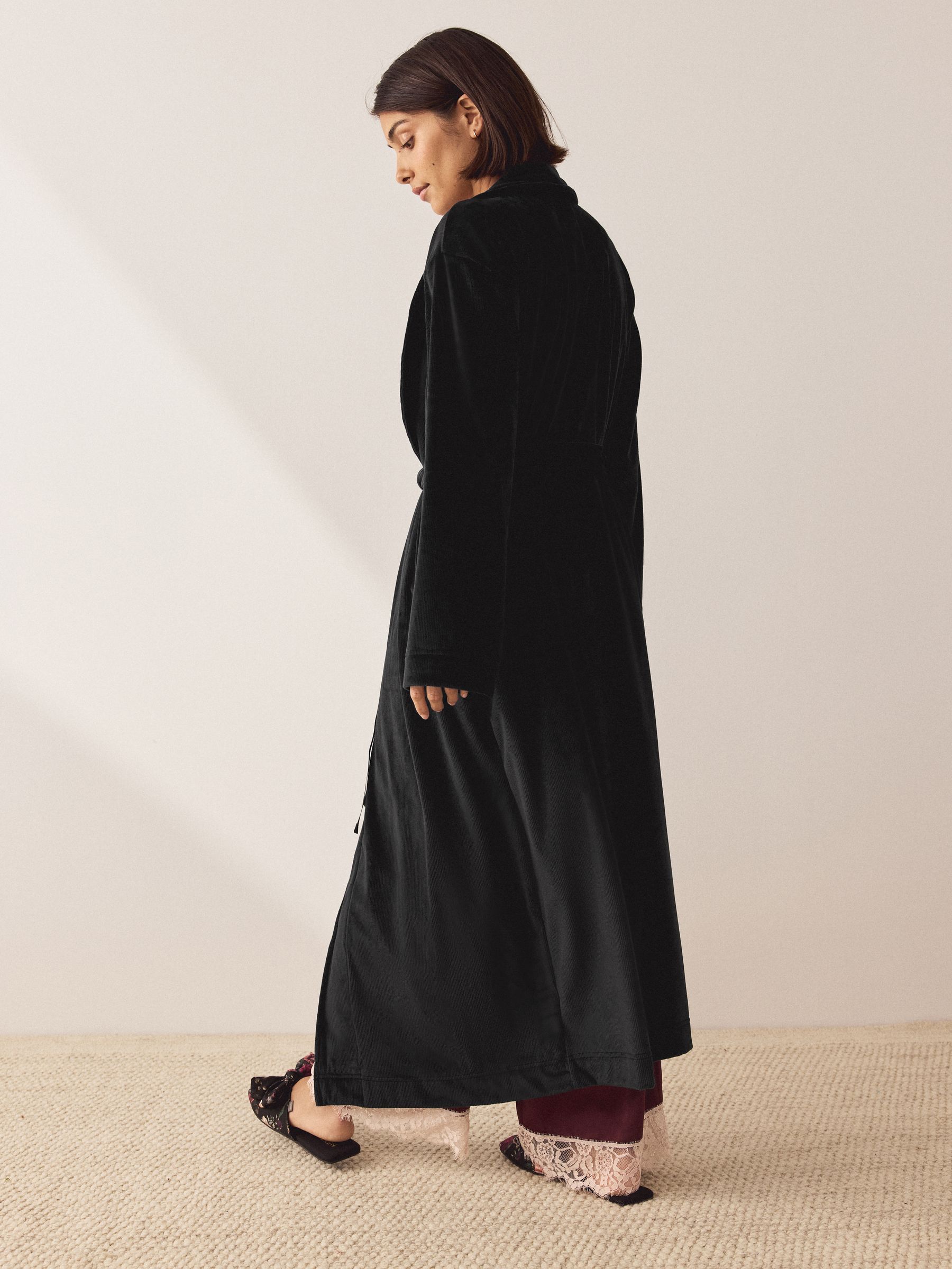 Zwart - Studio Cosy Ribbed Dressing Gown