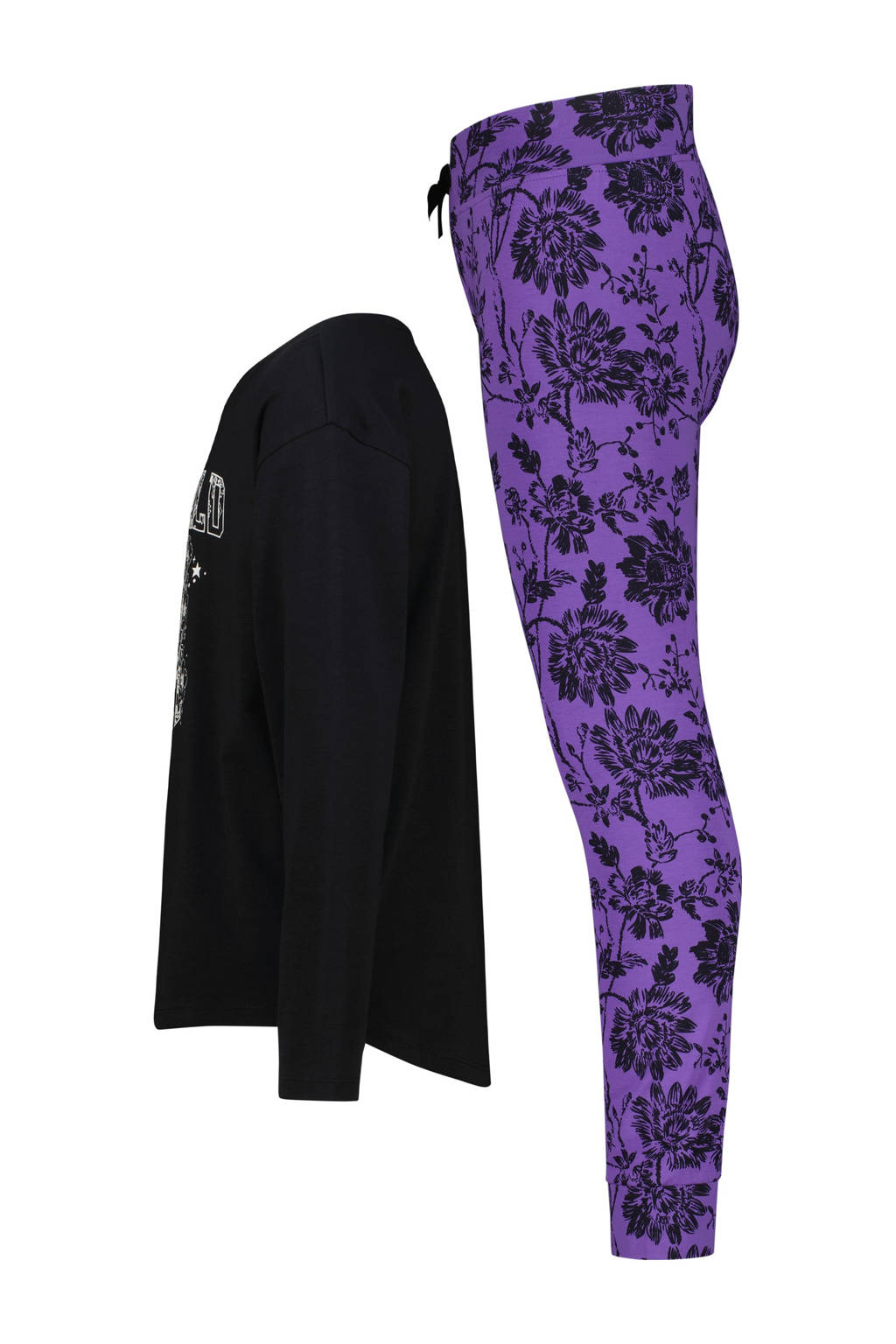Vingino pyjama Wayra met all over print paars/zwart