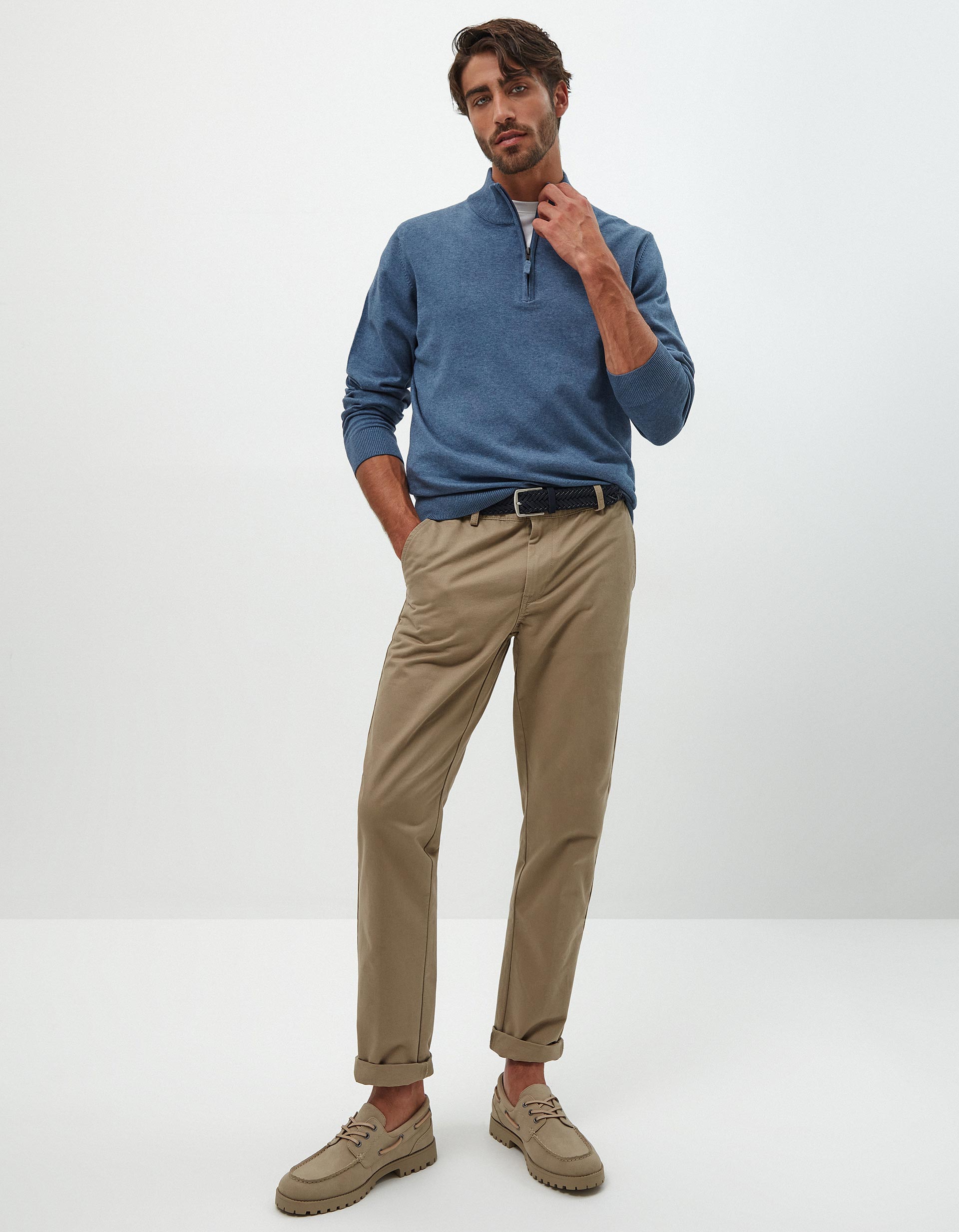 Calças Chino Premium 'Slim fit', Homem, Bege Escuro