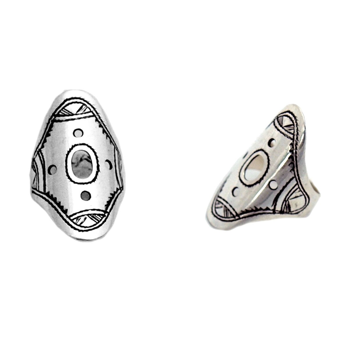 Bague Touareg allongée gravée