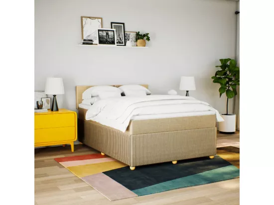 Sommier à lattes de lit avec matelas Crème 160x200 cm Tissu