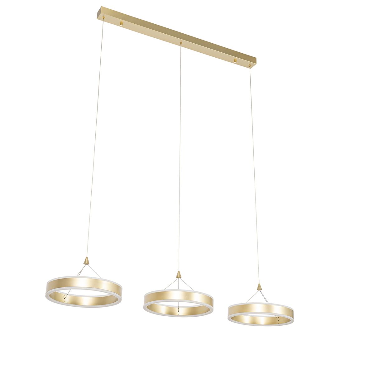 Hanglamp messing langwerpig incl. LED 3-staps dimbaar 3-lichts - Lyani