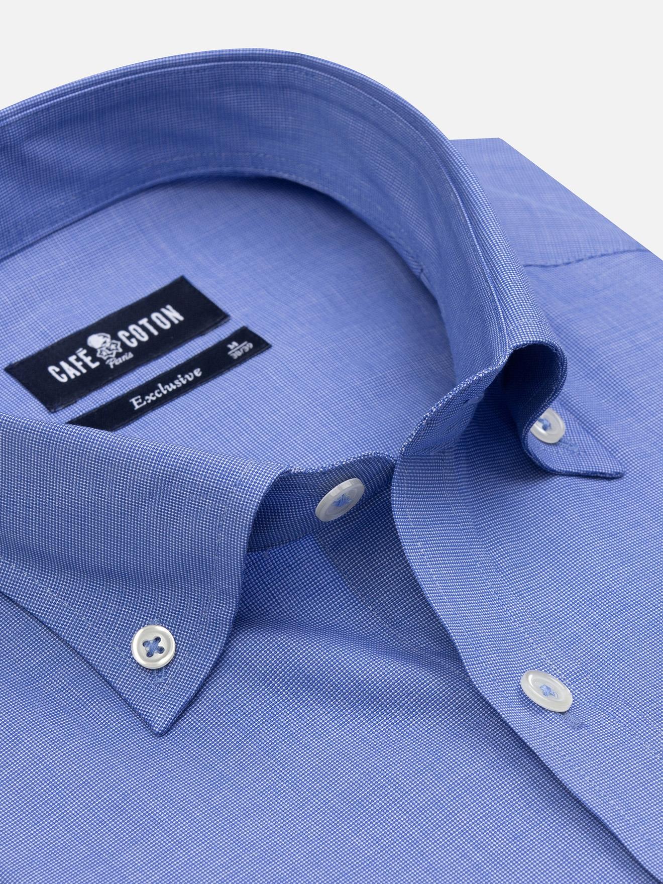 Chemise Daria en popeline bleue - Col Boutonné