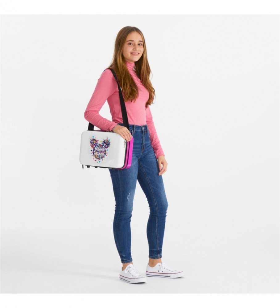Nécessaire Joumma Bags Minnie Magic Hearts em ABS, adaptável a malas com rodinhas, fúcsia - 29x21x15cm -