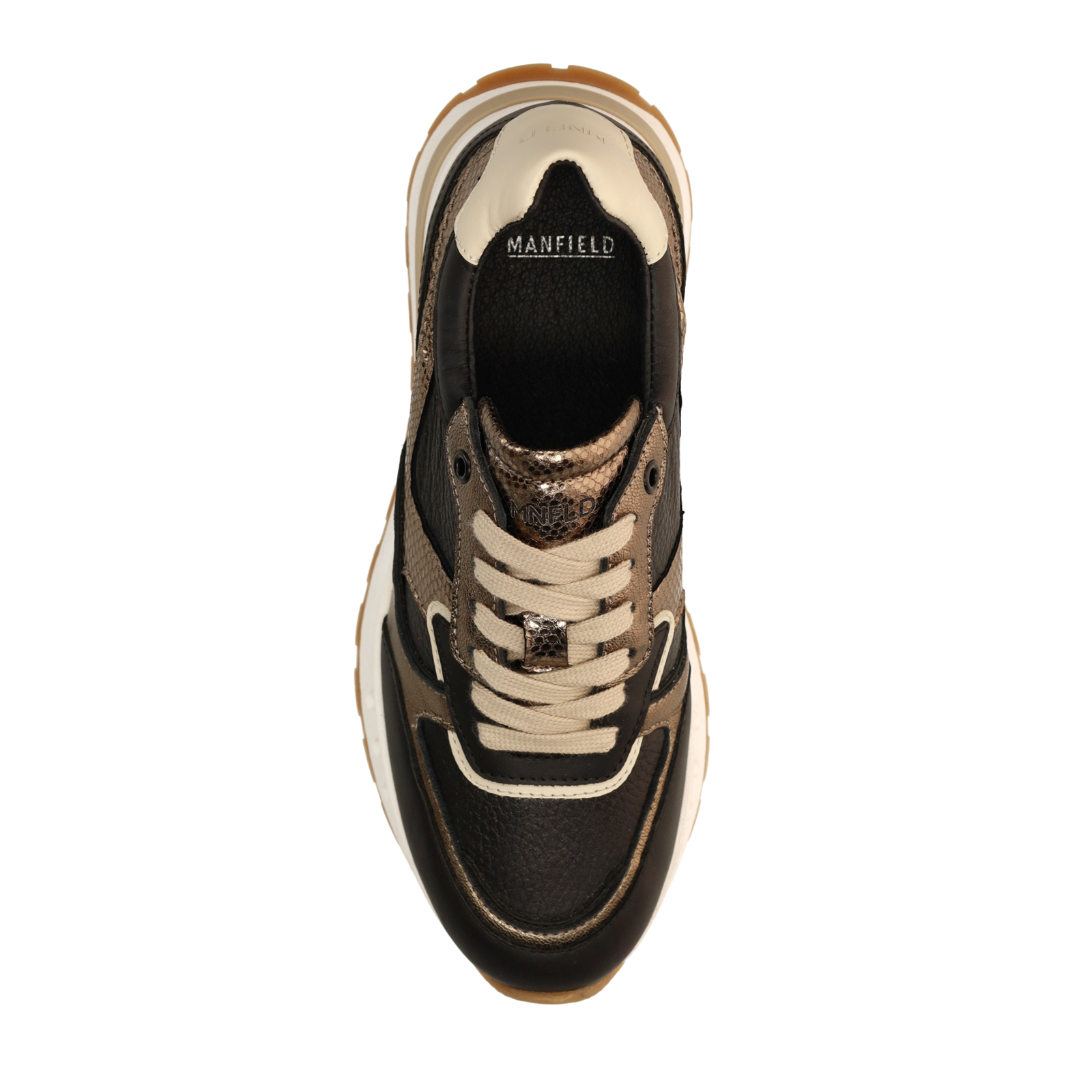 Zwarte leren sneakers met metallic details