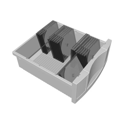 Module 4 tiroirs pour armoire à rideaux - hauteur 100 mm - gris