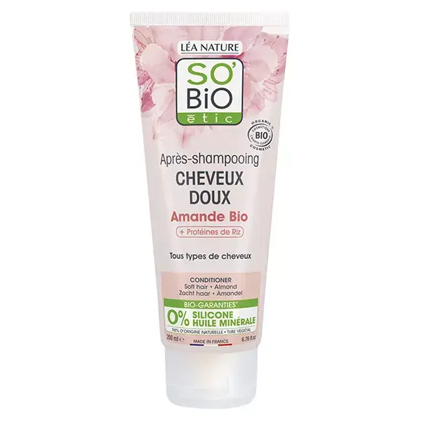 Condicionador capilar So'Bio Étic Soft com proteínas de amêndoa e arroz orgânico 200ml