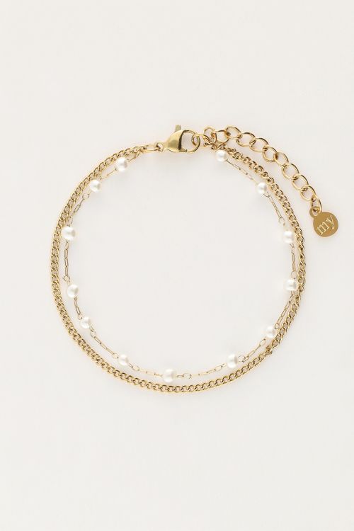 Minimalistische dubbele armband met parels