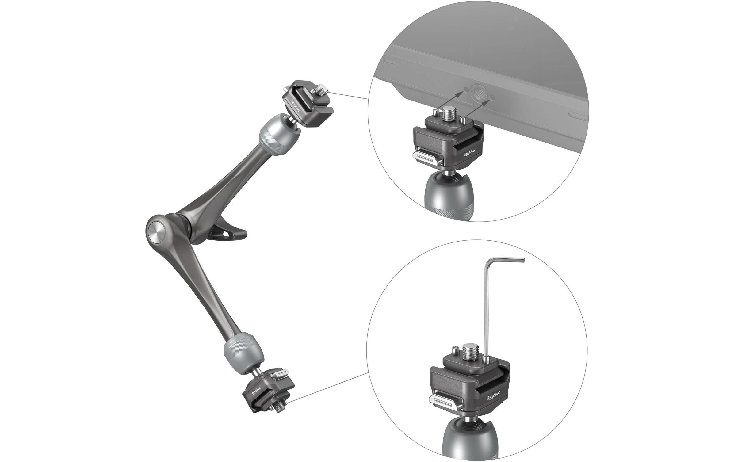 HawkLock H21 Schnellspanner Rosette Magic Arm (11“)Zur Befestigung eines Monitors, einer Leuchte oder eines Zubehörteils an der Kameraausrüstung
