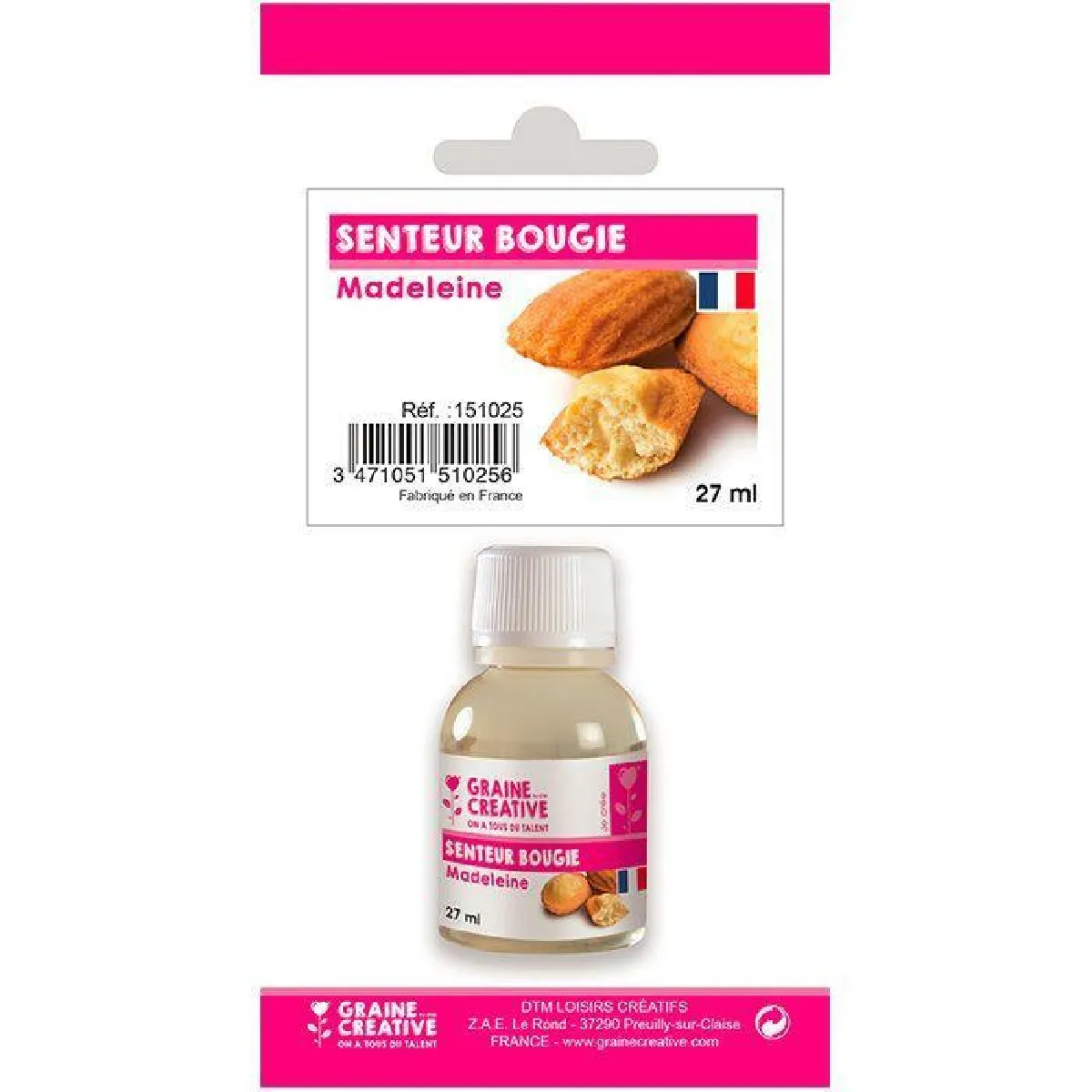 Graines Créatives Parfum Bougie Senteur Madeleine 27ml