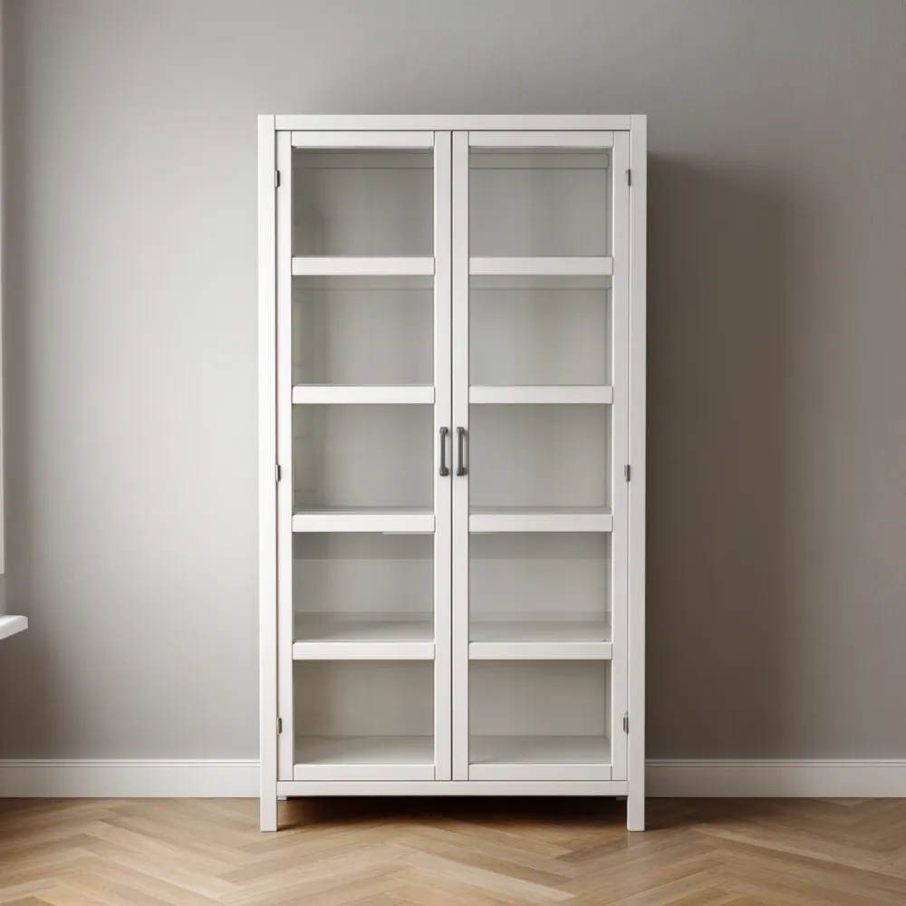 Vitrinenschrank Holz 180x80x40 cm – Weiß – Moderner Stil