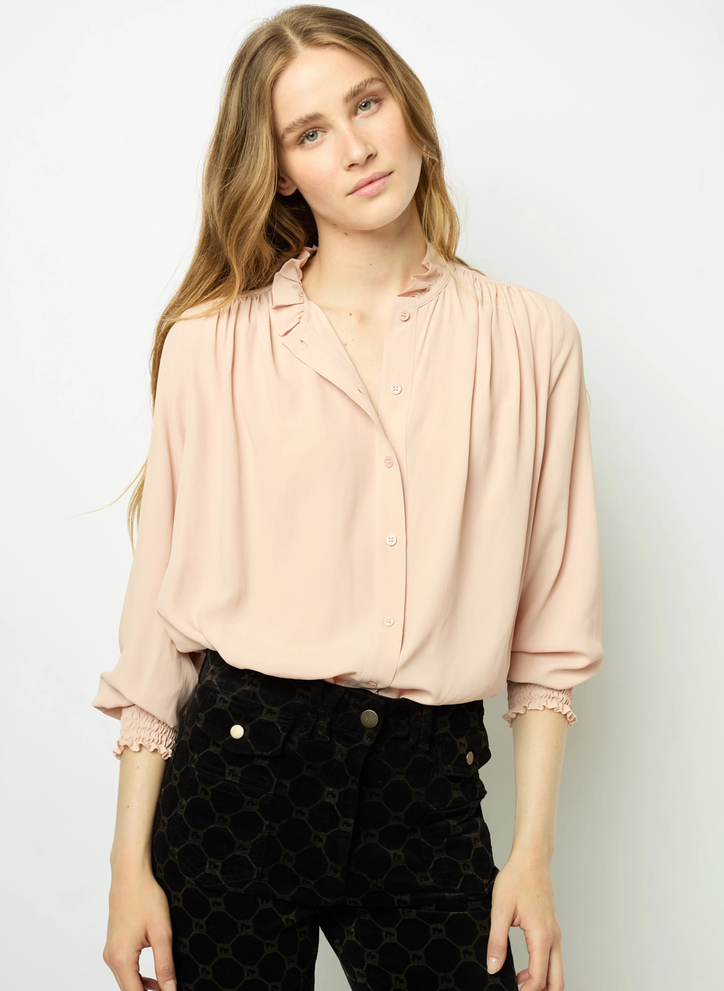 BELY - Chemise col victorien droit | Rouge