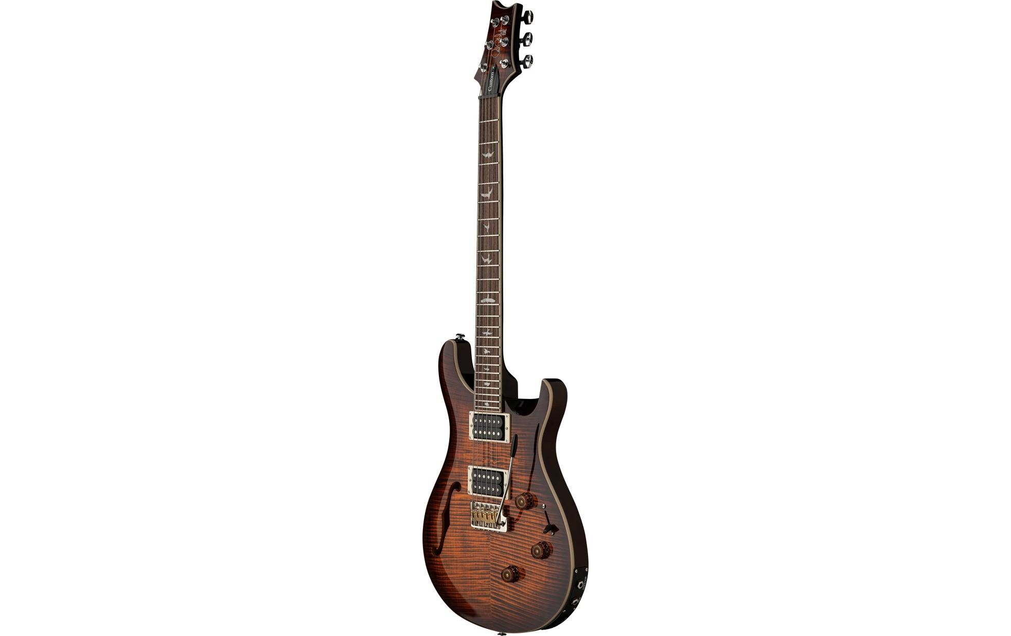 E-Gitarre SE Custom 24 Semi-Hollow Piezo Orange Tiger Burst<br>Semi-Hollow-Gitarre mit Piezo-System