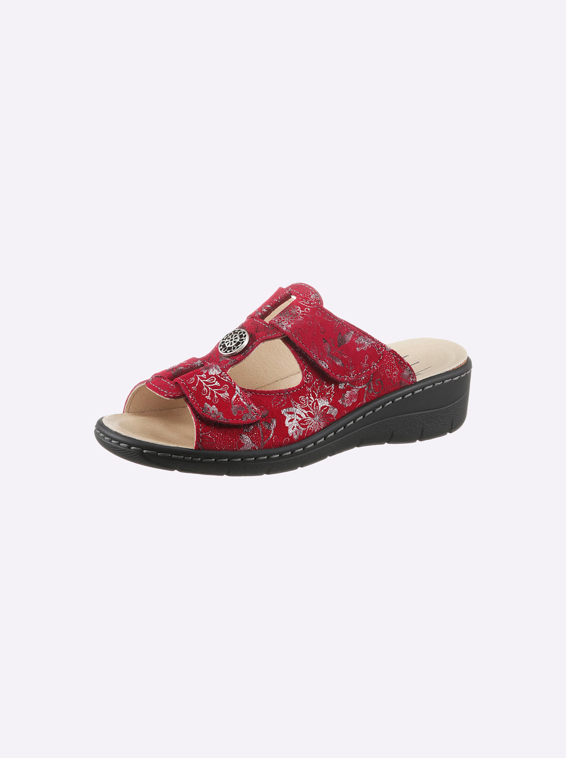 Belvida Pantolette in rot-bedruckt